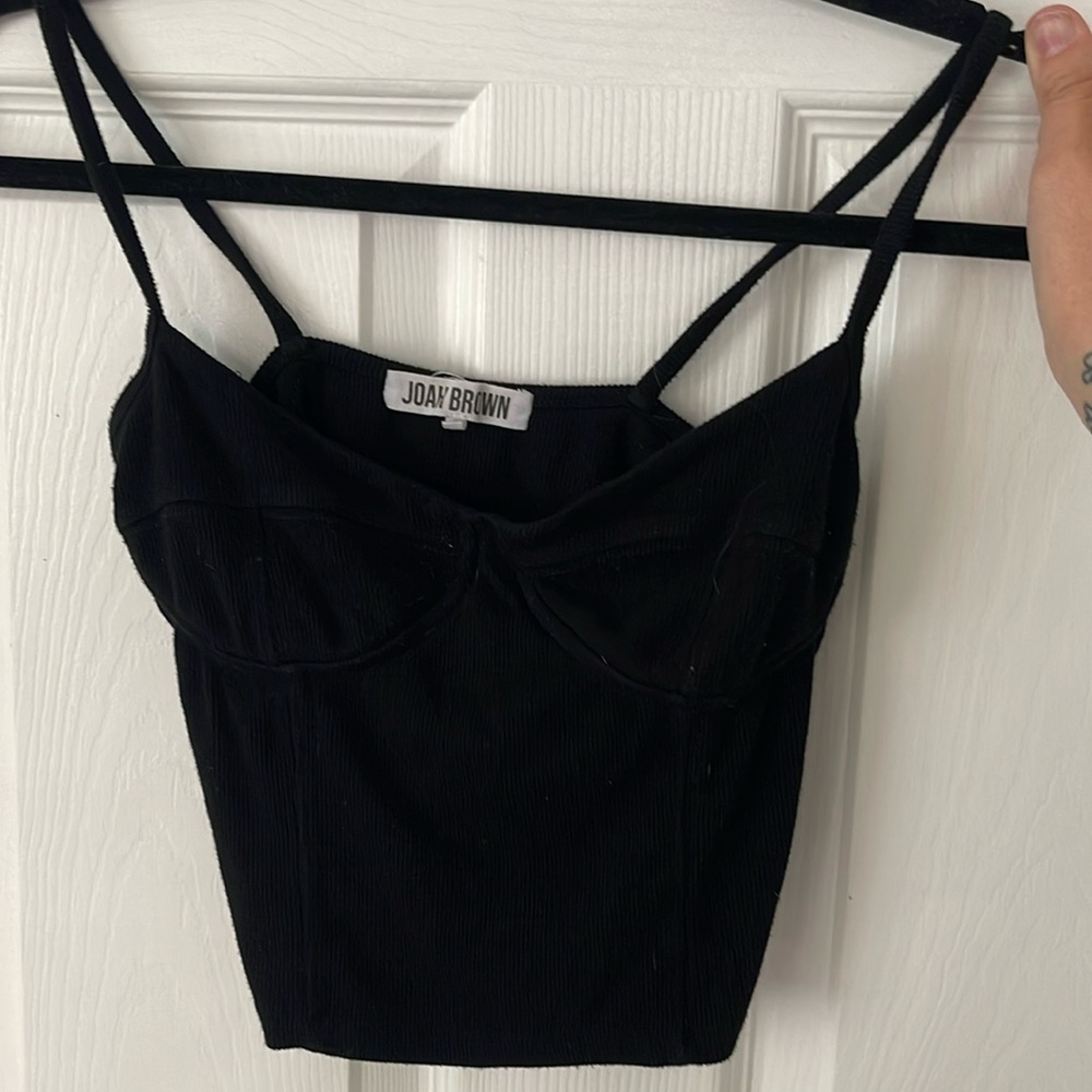Joah Brown Bustier Ribbed Crop Tank